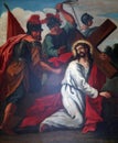 3rd Stations of the Cross, Jesus falls the first time Royalty Free Stock Photo