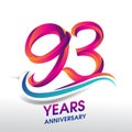 93rd Years Anniversary celebration logo, birthday vector design