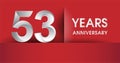 53rd Years Anniversary celebration logo, flat design isolated on red background, vector elements for banner, invitation card and