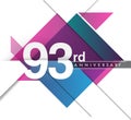 93rd years anniversary logo with geometric, vector design birthday celebration isolated on white background