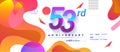 53rd years anniversary logo, vector design birthday celebration with colorful geometric background and circles shape