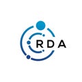 RDA letter technology logo design on white background. RDA creative initials letter IT logo concept. RDA letter design