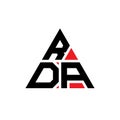 RDA triangle letter logo design with triangle shape. RDA triangle logo design monogram. RDA triangle vector logo template with red