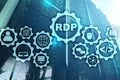 RDP Remote Desktop Protocol. Terminal Services. Server background. Royalty Free Stock Photo