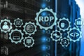 RDP Remote Desktop Protocol. Terminal Services. Server background. Royalty Free Stock Photo