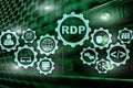 RDP Remote Desktop Protocol. Terminal Services. Server background. Royalty Free Stock Photo
