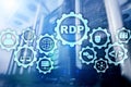 RDP Remote Desktop Protocol. Terminal Services. Server background. Royalty Free Stock Photo