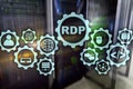RDP Remote Desktop Protocol. Terminal Services. Server background. Royalty Free Stock Photo
