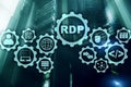RDP Remote Desktop Protocol. Terminal Services. Server background. Royalty Free Stock Photo