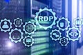 RDP Remote Desktop Protocol. Terminal Services. Server background Royalty Free Stock Photo