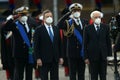 THE RE-ELECTED PRESIDENT SERGIO MATTARELLA AND MARIO DRAGHI IN PIAZZA VENEZIA AT MEMORIA Ã¢â¬ÅMILITE IGNOTO