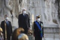 THE RE-ELECTED PRESIDENT SERGIO MATTARELLA AND MARIO DRAGHI IN PIAZZA VENEZIA AT MEMORIA Ã¢â¬ÅMILITE IGNOTO