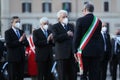 THE RE-ELECTED PRESIDENT SERGIO MATTARELLA AND MARIO DRAGHI IN PIAZZA VENEZIA AT MEMORIA Ã¢â¬ÅMILITE IGNOTO