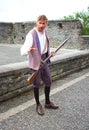 Re-enactment of the historic Siege of Derry in 1688 and this Apprentice Boy with a musket calls for support on the City walls