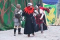 Re-enactment legend of medieval battle against the fire - breathing dragon