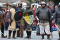 Re-enactment legend of medieval battle against the fire - breathing dragon