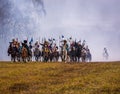 Re-enactors on the Brill battlefield for the reconstruction of the 1812 battle of the Berezina river , Belarus.