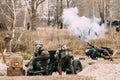 Re-enactors Dressed As German Wehrmacht Infantry Soldiers In WWI