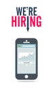 We`re Hiring Google Searching Concept Template Mobile Phone Design - Vector