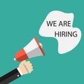 We`re hiring. Join our team. Megaphone, loudspeaker for job vacancy. Vector illustration Royalty Free Stock Photo