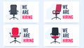 We`re hiring with office chair and a sign vacant. Business recruiting design concept. Vector illustration Royalty Free Stock Photo