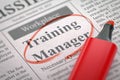 We`re Hiring Training Manager. 3D. Royalty Free Stock Photo