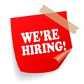 We`re hiring vector placard