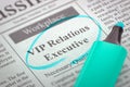 We`re Hiring VIP Relations Executive. 3D.