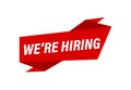 We`re hiring written, red flat banner We`re hiring