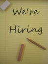 We`re Hiring yellow pad ad