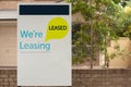 We`re leasing and leased sign on a white display Royalty Free Stock Photo