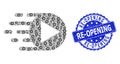 Textured Re-Opening Round Watermark and Fractal Play Function Icon Mosaic