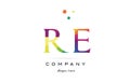 re r e creative rainbow colors alphabet letter logo icon