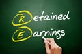 RE - Retained Earnings acronym, business concept background Royalty Free Stock Photo