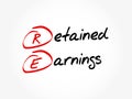 RE - Retained Earnings acronym, business concept background