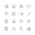 Re-wording line icons collection. Paraphrasing, Rewriting, Restating, Recasting, Reformulating, Rescripting, Revising