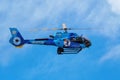 Reach Air Medical Services helicopter landing at Centennial airport near Denver, Colorado