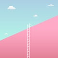 Reach the goal visual concept with minimalist art design. high giant wall towards the sky and tall ladder vector illustration Royalty Free Stock Photo