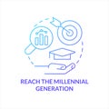 Reach millennial generation blue gradient concept icon