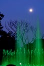 Reach the Sky - Fountains touching the full moon. Green