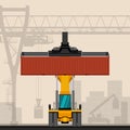 Reach stacker with container