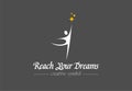 Reach your dreams creative symbol concept. Success, goal, graduate abstract business logo idea. Happy kid, man Royalty Free Stock Photo