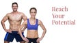 Reach your potential text and fitness couple Royalty Free Stock Photo