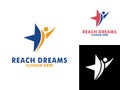 Reaching Dream Logo, Abstract human Reach dreams, success, goal creative symbol idea logo concept.