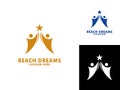 Reaching Dream Logo, Abstract human Reach dreams, success, goal creative symbol idea logo concept.