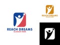 Reaching Dream Logo, Abstract human Reach dreams, success, goal creative symbol idea logo concept.