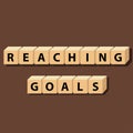 Reaching goals: cube words, positivity, vector illustration design for graphics and prints. Positive affirmations for every day. A
