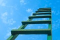 Reaching For Green Ladder Leading To A Blue Sky
