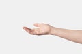 Reaching out female hand show gesture isolated white. Royalty Free Stock Photo