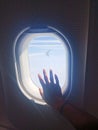 Reaching for the Skies: Sunlit Aerial View with Airplane Wing